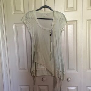 Feminine Ivory Asymmetric Tunic with Decorative Tie. Size small